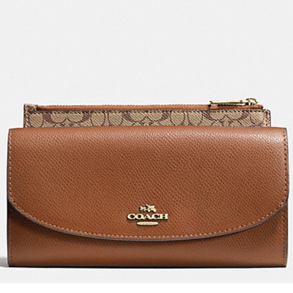 Coach crossgrain leather pop slim wallet